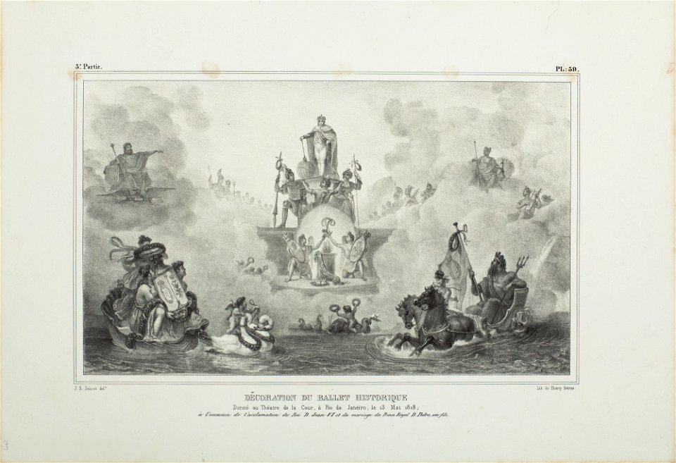 Décoration du Ballet Historique donné au Théatre de la Cour, à Rio de Janeiro, le 13 Mai 1818, da Coleção Brasiliana Iconográfica