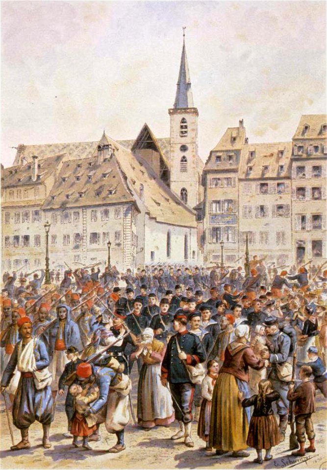 Départ troupes français de Strasboug en 1870