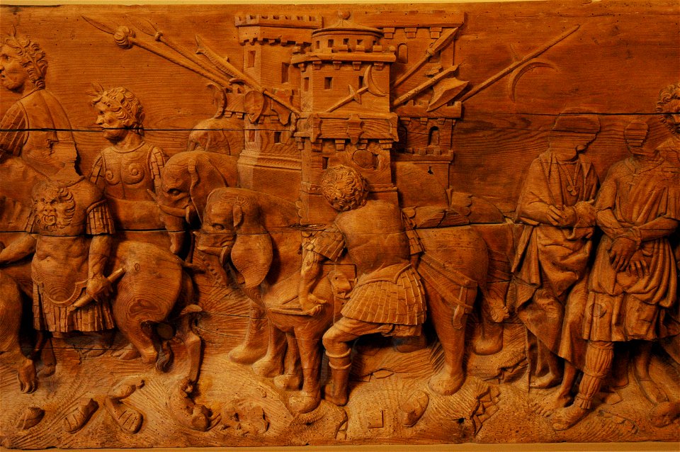 Détail de la frise Les triomphes des César - Les éléphants