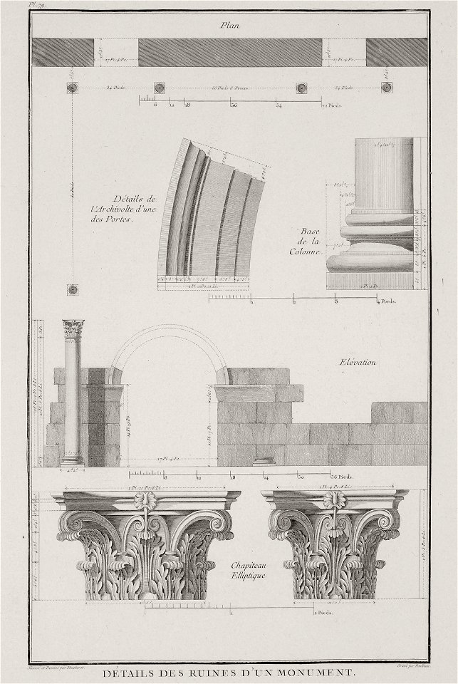 Détails des ruines d'un monument - Choiseul-gouffier Gabriel Florent Auguste De - 1782
