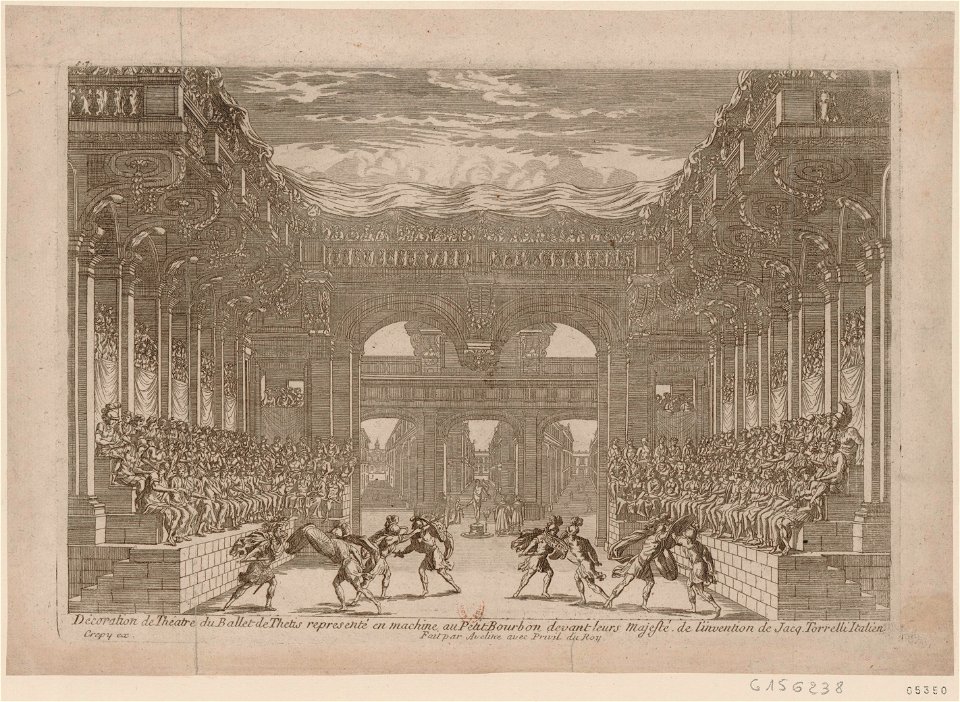 Décoration de Théâtre du Ballet de Thétis représenté en machine au Petit-Bourbon devant leurs Majestés de l'Invention de Torrelli – Gallica 2010
