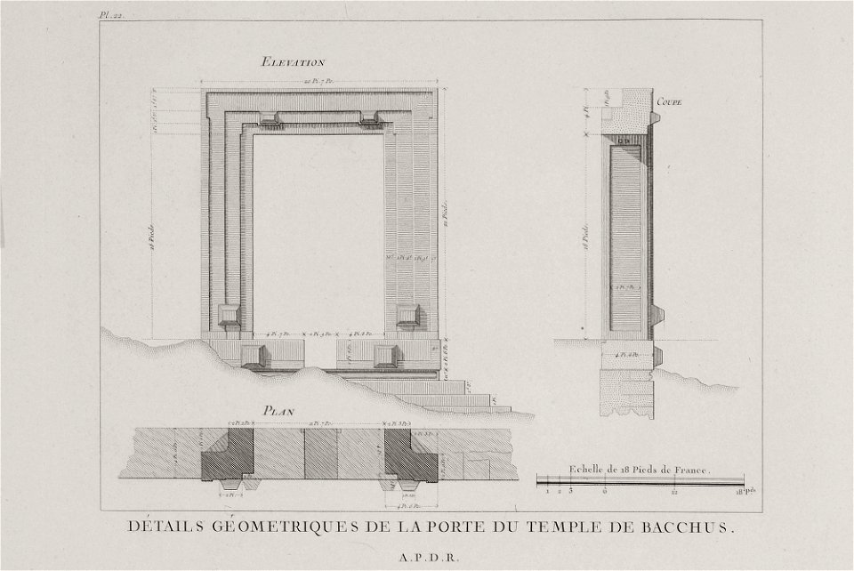Détails Géometriques de la porte du temple de Bacchus - Choiseul-gouffier Gabriel Florent Auguste De - 1782