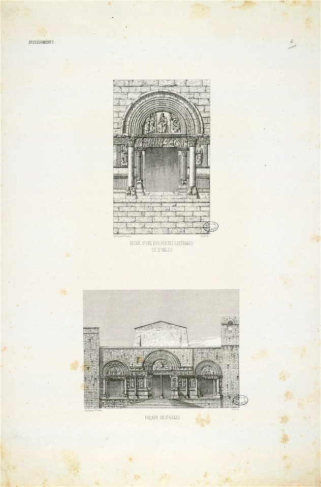 Détail d'une des portes latérales de St. Gilles - Façade de St. Gilles (t. I, n° 12) - Fonds Ancely - B315556101 A DUMEGE 018