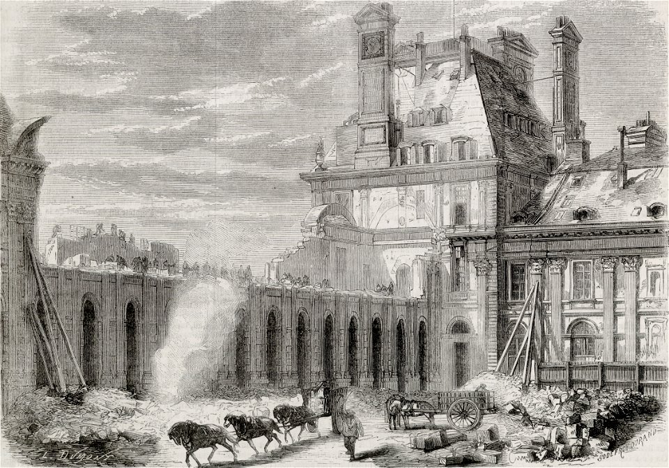 Démolition du pavillon de Flore et de la galerie du Musée
