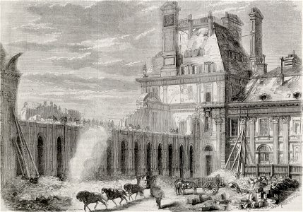 Démolition du pavillon de Flore et de la galerie du Musée