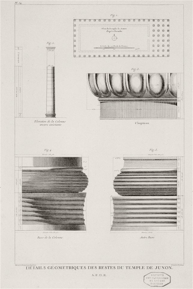 Détails géometriques des restes du temple du temple de Junon - Choiseul-gouffier Gabriel Florent Auguste De - 1782