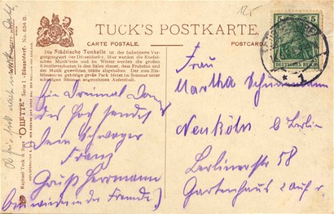 Düsseldorf, Nordrhein-Westfalen - Städtische Tonhalle (back) (Zeno Ansichtskarten)