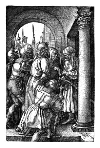 Dürer, Kupferstichpassion 05, Vor Pilatus