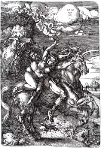 Dürer - Die Entführung auf dem Einhorn. Free illustration for personal and commercial use.