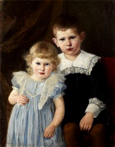 E Brunner Kinderbildnis Knabe und Mädchen