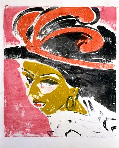 E L Kirchner Kokottenkopf mit Federhut