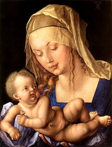 Dürer, Albrecht - Maria mit Kind (Madonna mit der Birnenschnitte) - 1512. Free illustration for personal and commercial use.