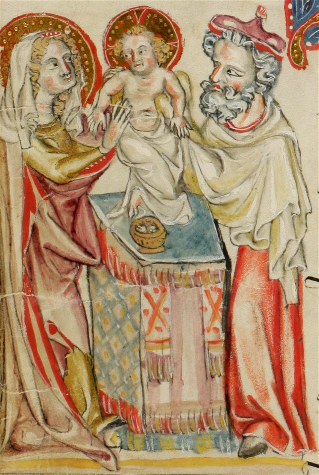 E-codices sbs-0008 016v Darbringung im Tempel