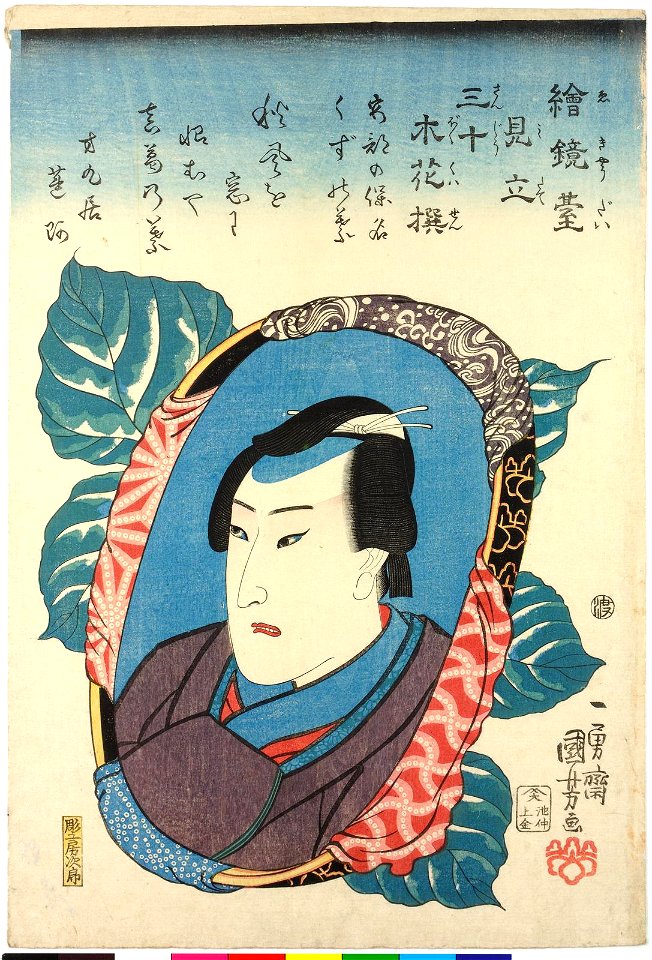 E-kyodai mitate sanju bokuka sen 繪鏡臺見立三十木花撰 (Sibling Pictures- Parody of Thirty Selected Trees and Flowers) (BM 2008,3037.12707)