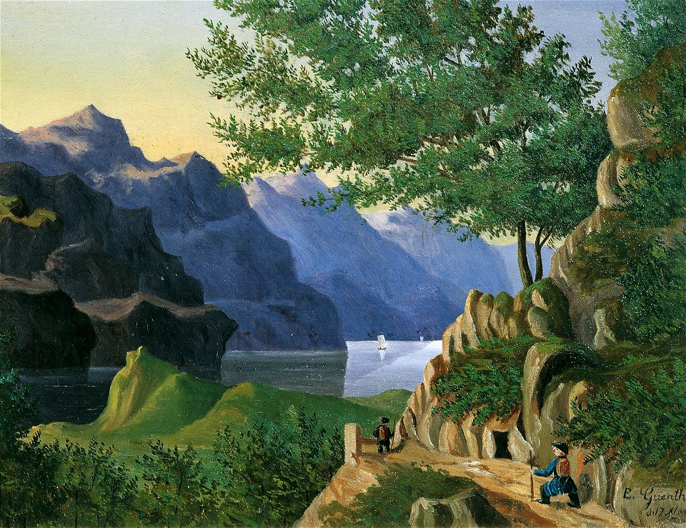 E. Guenther - Bergsee mit Wanderer - 8057 - Kunsthistorisches Museum