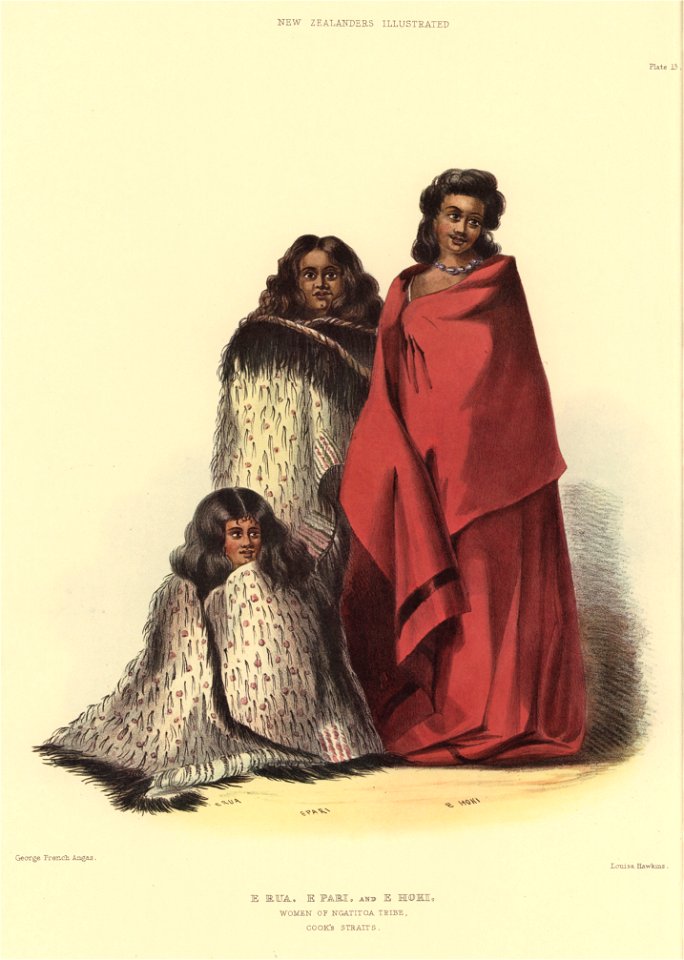E RUA, E PARI AND E HOKI, WOMEN OF NGATITOA TRIBE, COOK'S STRAITS, The New Zealanders Illustrated, 1847
