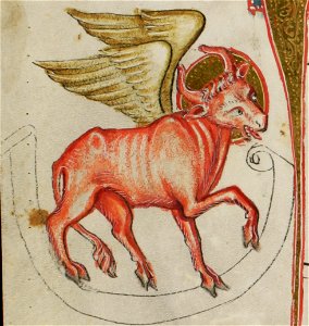E-codices sbs-0008 008v Geflügelter Stier