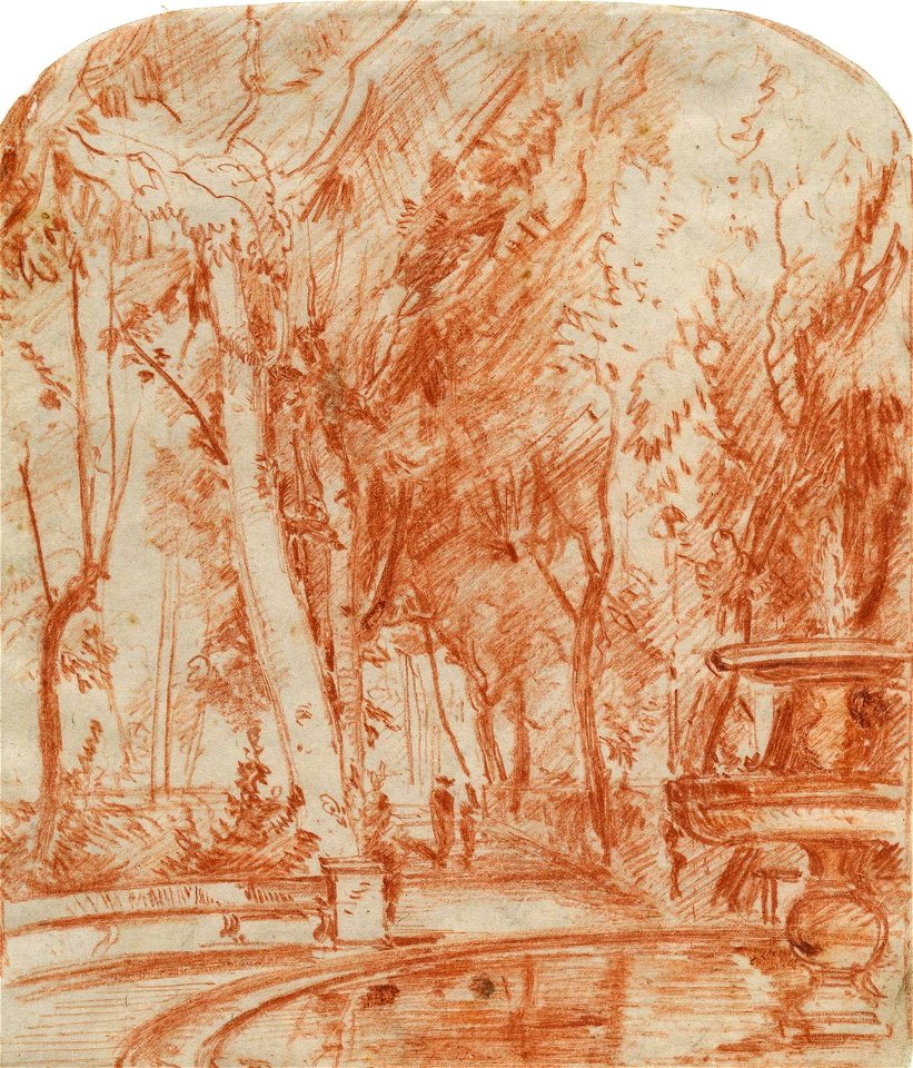 E.T. Daniell - Garden Scene Fountain and Trees