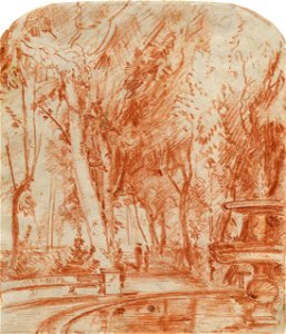 E.T. Daniell - Garden Scene Fountain and Trees