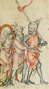 E-codices sbs-0008 020v Die hl. Familie wird von einem Wegelagerer weggeführt