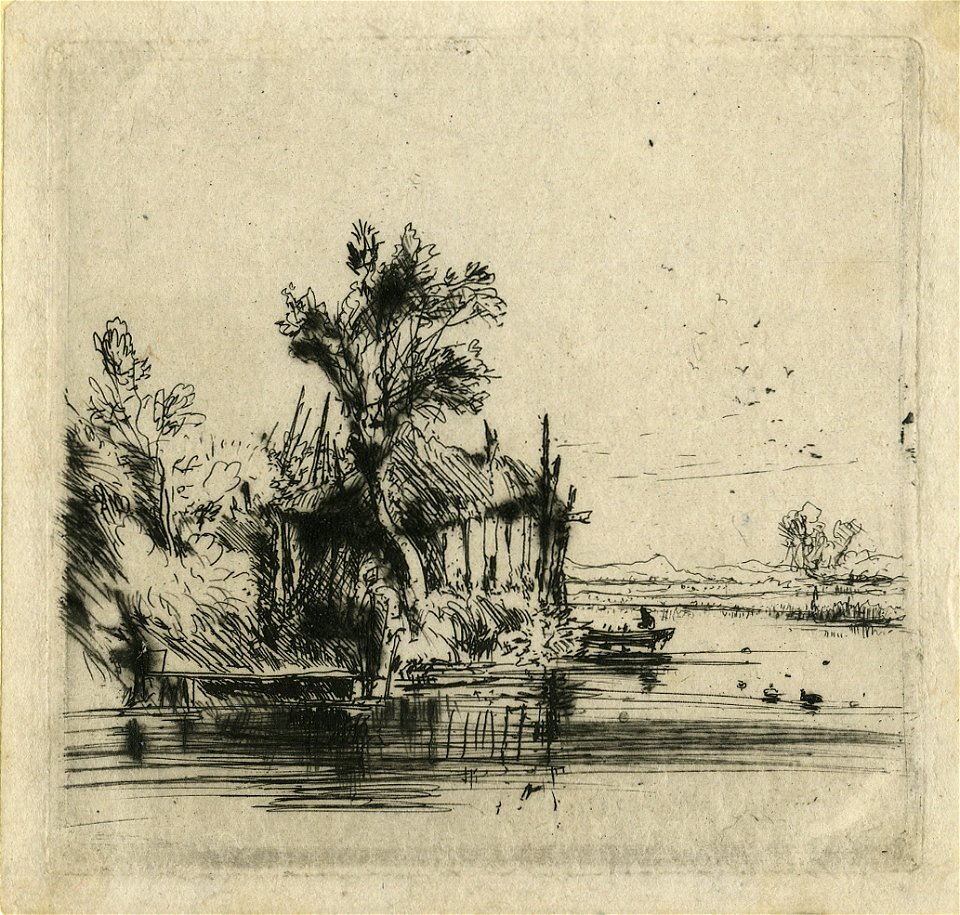 E.T. Daniell - River Scene with Boathouse