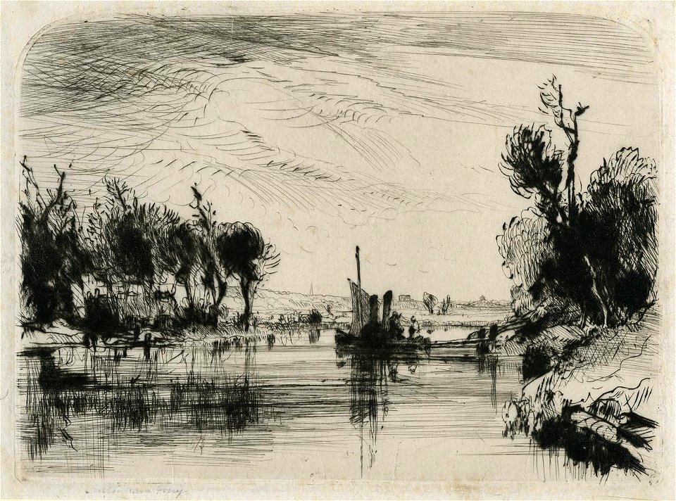 E.T. Daniell - Surlingham Ferry - looking towards Norwich