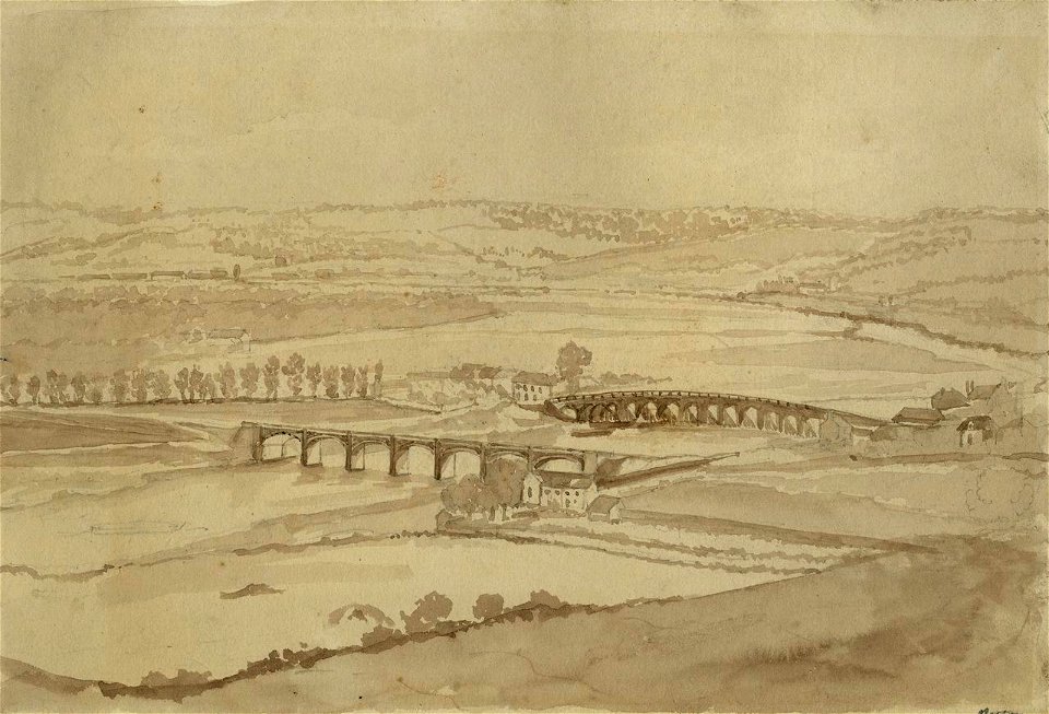 E.T. Daniell - River Scene with Bridges