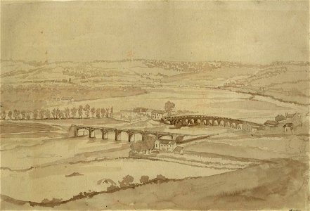E.T. Daniell - River Scene with Bridges