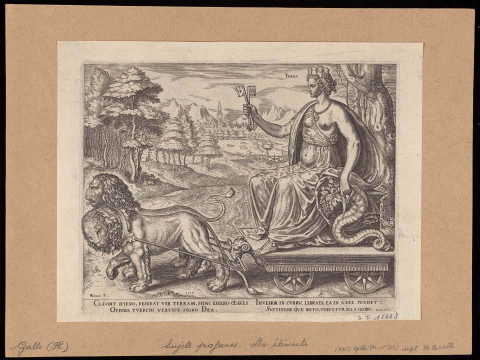 Earth (Cybele) 1564 print by Philip Galle, S.I 15683, Prints Department, Royal Library of Belgium