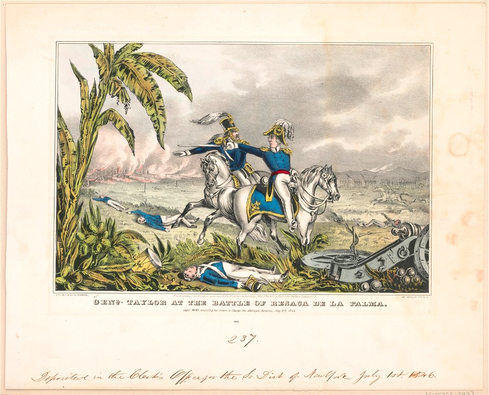 Genl. Taylor at the battle of Resaca de la Palma Capt. May receiving his orders to charge the Mexican batteries, May 9th 1846. LCCN2001700092