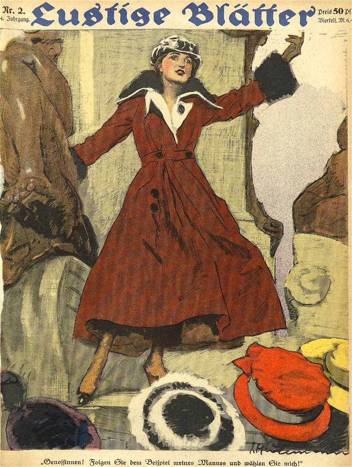 Genossinnen! Folgen Sie dem Beispiel meines Mannes und wählen Sie mich! (1919)