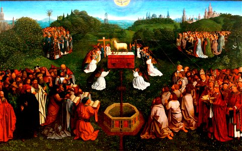 Genter altar, lamb adoration - Jan van Eyck. Free illustration for personal and commercial use.