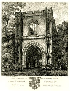 East Front of the Abbey Gate Bury St Edmunds Suffolk by Henry Davy. Free illustration for personal and commercial use.
