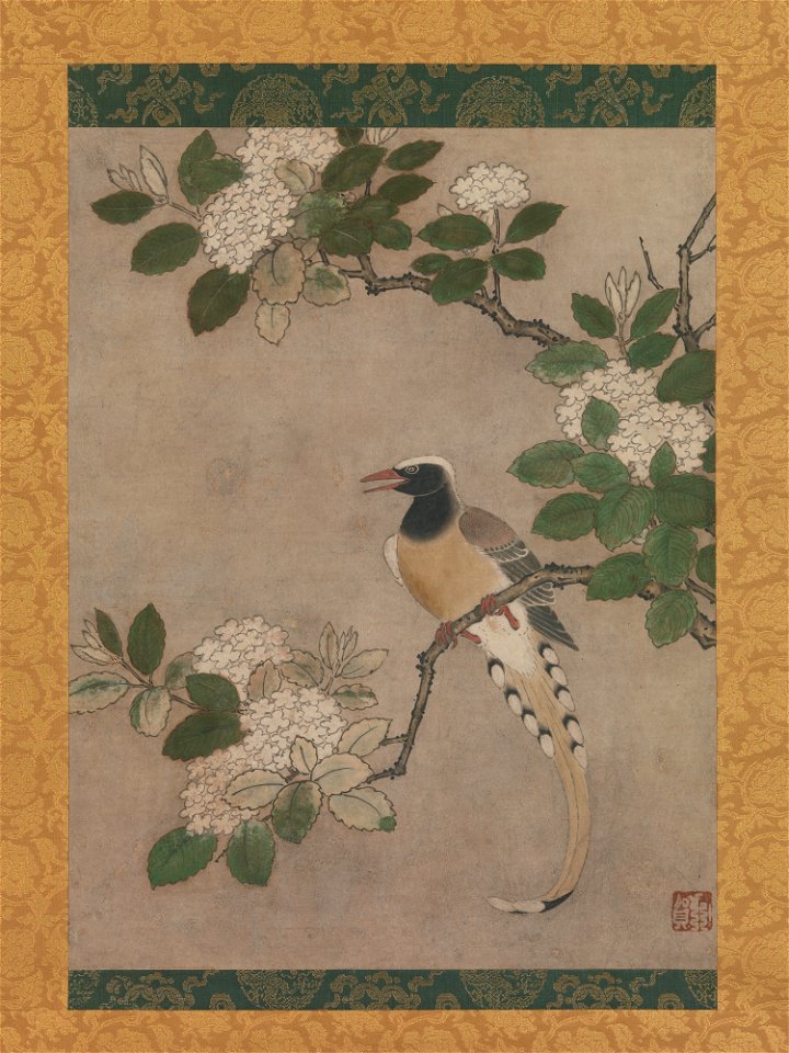 Genga - Magpie on Viburnum Branch - 29.100.514 - Metropolitan Museum of Art