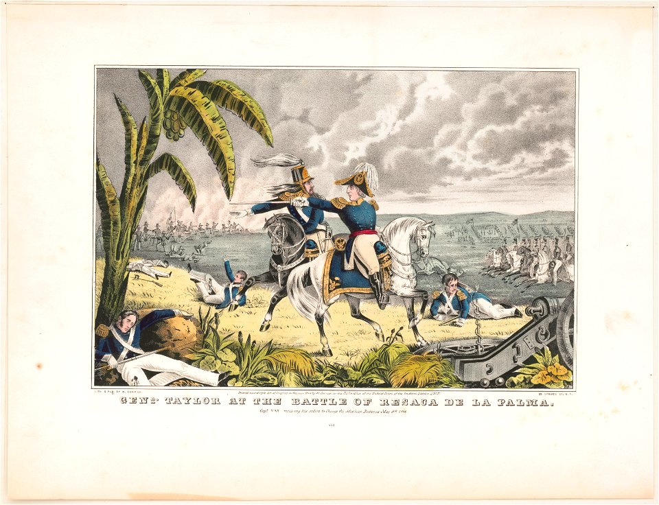 Genl. Taylor at the battle of Resaca de la Palma Capt. May receiving his orders to charge the Mexican batteries May 9th 1846. LCCN2001700090