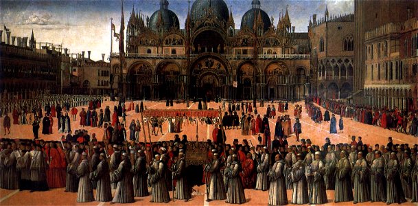 Gentile bellini, processione in piazza san marco 01
