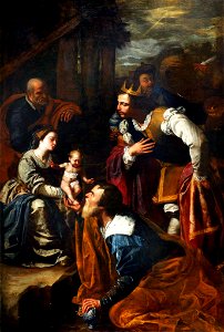 Adoration of the Magi by Artemisia Gentileschi. Free illustration for personal and commercial use.