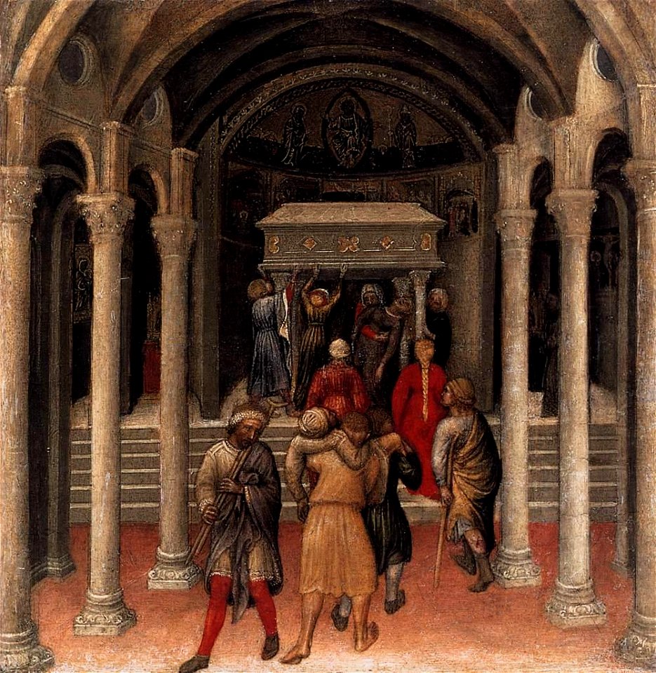 Gentile da Fabriano - Quaratesi Altarpiece - Pilgrims at the Tomb of St Nicholas of Bari - WGA08554