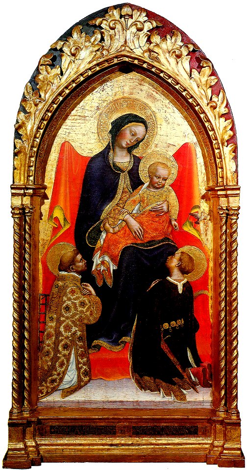Gentile da fabriano, madonna col bambino tra i santi giuliano e lorenzo, washington