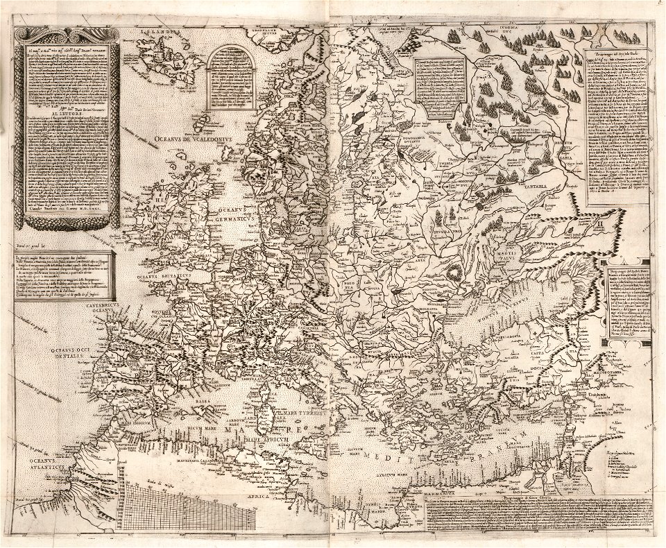 Geografia tavole moderne di geografia de la maggior parte del mondo di diversi avtori raccolte et messe secondo l'ordine di Tolomeo con i disegni di molte città et fortezze di diverse provintie LOC 2006629143-8