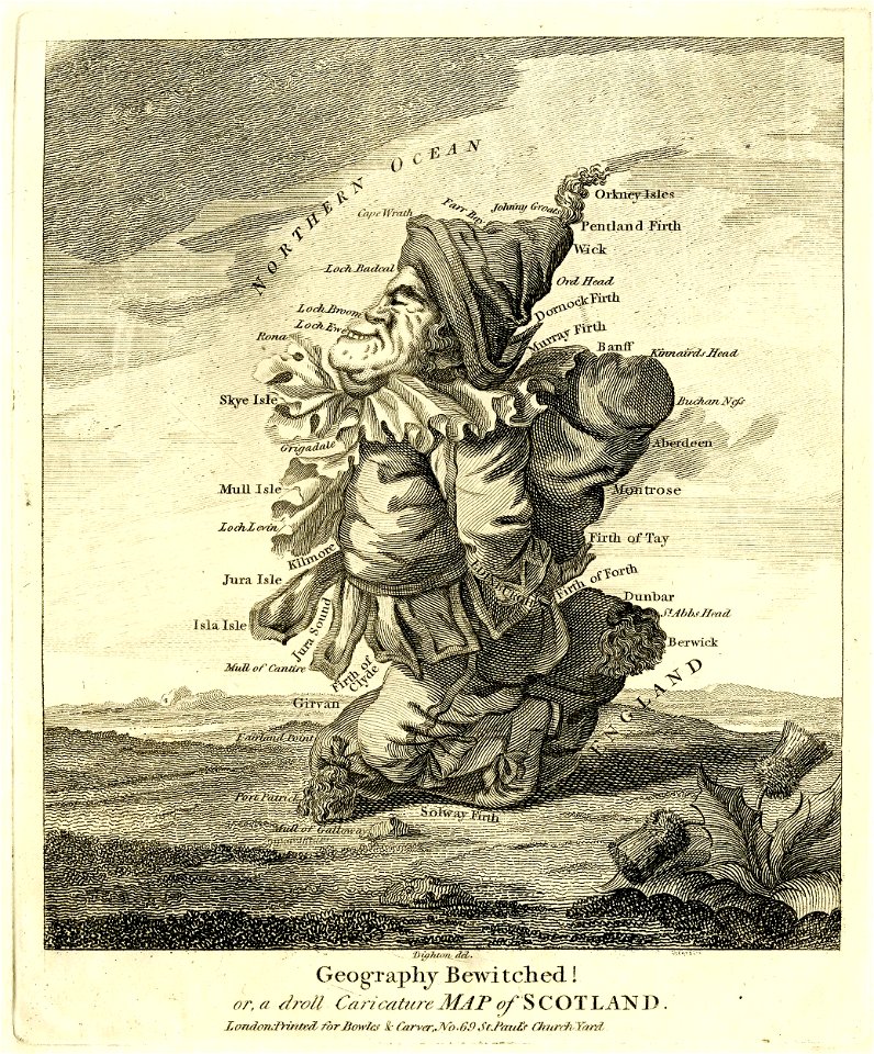 Geography bewitched! Or, a droll caricature map of Scotland. (BM 1868,0808.13290)
