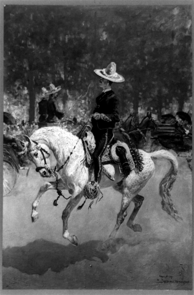 Gentleman rider on the Plaza del Paseo - by Frederic Remington. LCCN89716090