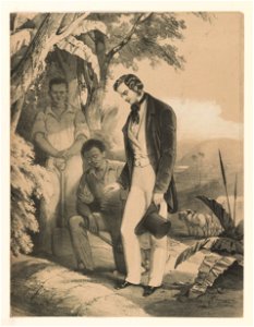 Gentleman with two Negro workers bowing over grave LCCN2003681500