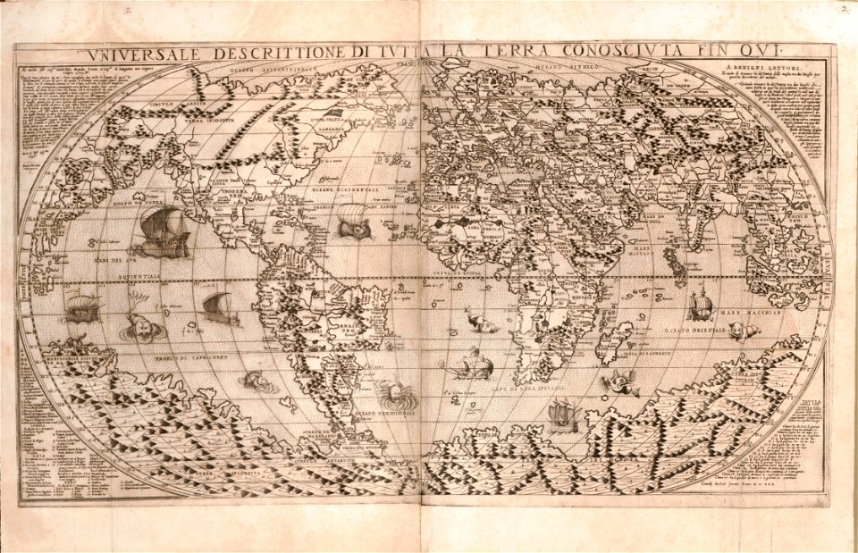 Geografia tavole moderne di geografia de la maggior parte del mondo di diversi avtori raccolte et messe secondo l'ordine di Tolomeo con i disegni di molte città et fortezze di diverse provintie LOC 2006629143-4