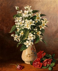Georg Daumer Stillleben mit Rosen und Jasmin in Vase