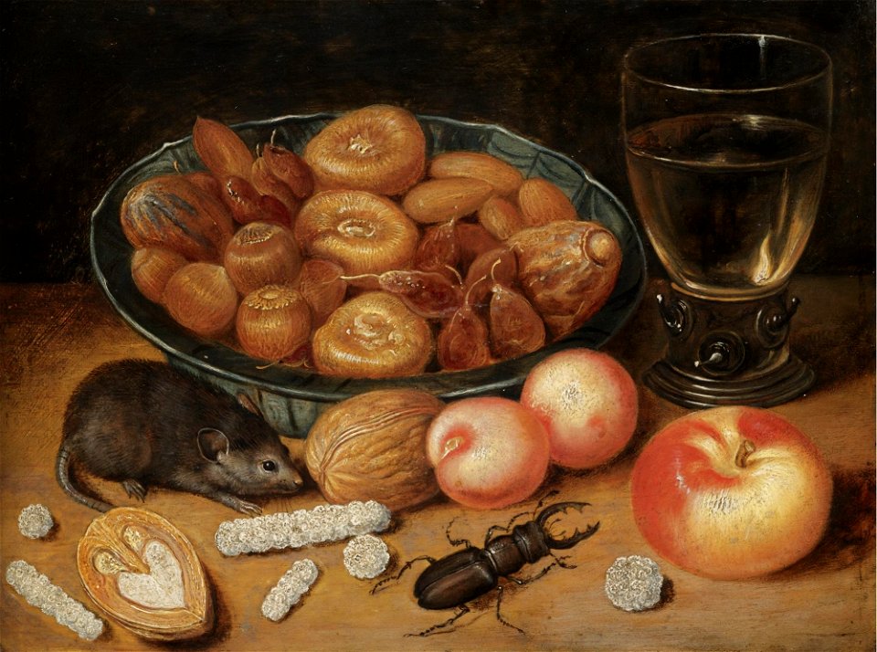Georg Flegel - Stillleben mit Kastanien und Haselnüssen in einer Porzellanschüssel etc