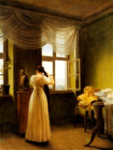 Georg Friedrich Kersting - At the Mirror - WGA12123. Free illustration for personal and commercial use.