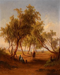 Georg Geyer Orientalischer Reiter vor einer Stadt 1873