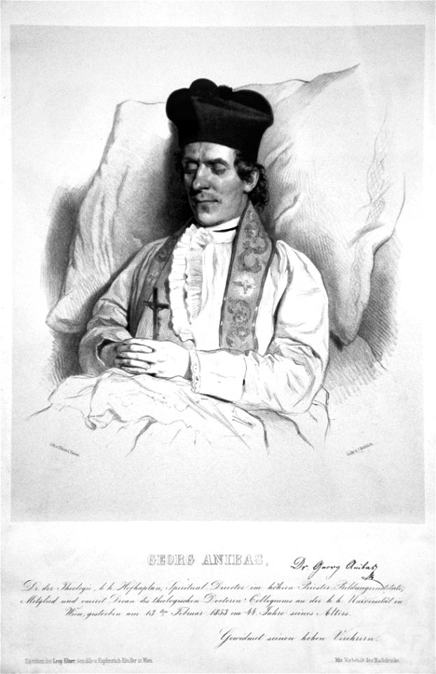 Georg Anibas am Totenbett Litho