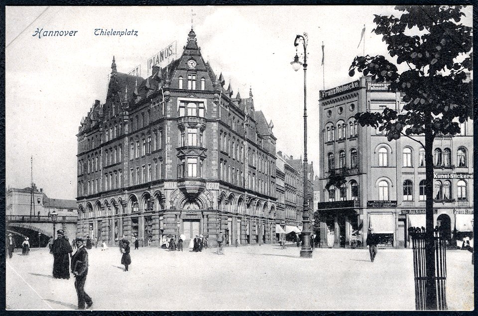 Georg Kugelmann PC 0101 Hannover Thielenplatz Bildseite Hoflieferant Wilhelm Gertz Pianos Franz Reinecke Hannoversche Fahnenfabrik Königstraße Lavesstraße Prinzenstraße